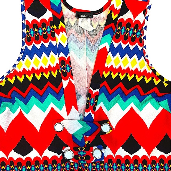 NWOT Funky RETRO Multi-Color Sleeveless Romper Size L - Picture 13 of 15